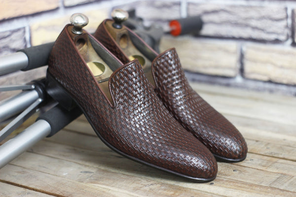 Handmade Brown Decent leather Loafers Slips Shoes for Men