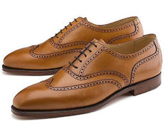 Unique Russet Brown Wingtip Balm oral Premium Leather Shoes for Men