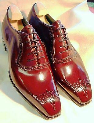 Men Maroon Red Medallion Toe Handcrafted Magnificent Leather Lace up Shoes