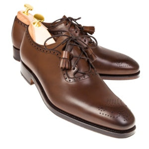 Handmade Brown Brogue Toe Leather Lace Up Dress Shoes