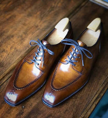 Men's Handmade Chestnut Derby Oxfords Leather Shoes For Men, Best Formal Shoes For Men