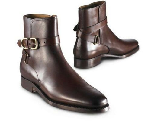 Dark Brown Jodhpurs Boot Men's Fashion Brown Leather Jodhpurs Strap Buckle