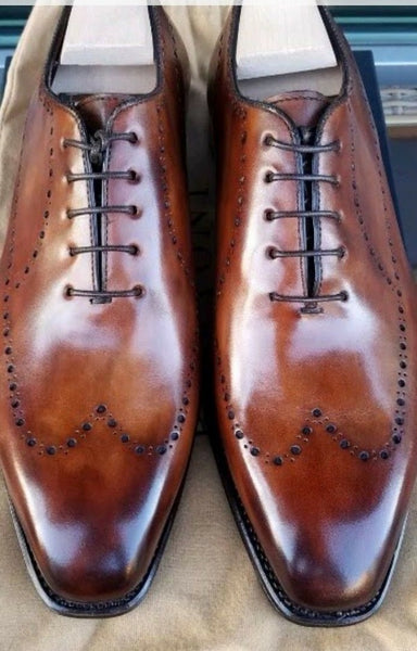 Hand Stitched Men's Latest Simple Brogues Leather Shoes, Luxury shoes For men