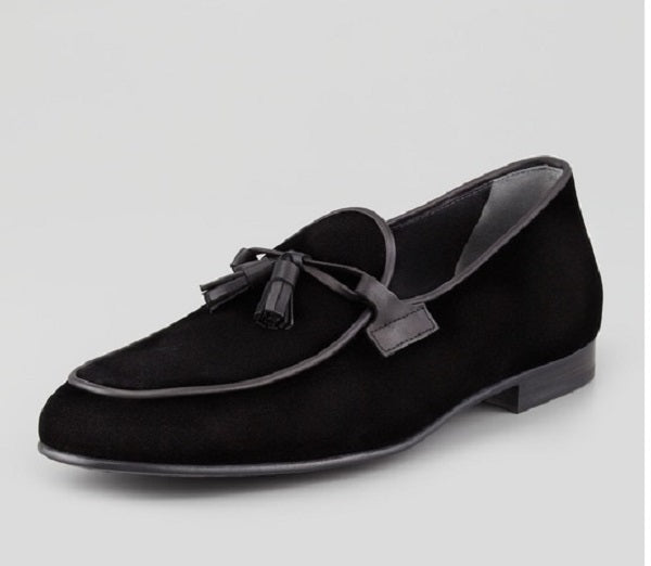 Handmade Mens Black Velvet Shoes, Shoes For Men, Velvet Loafer Moccasin