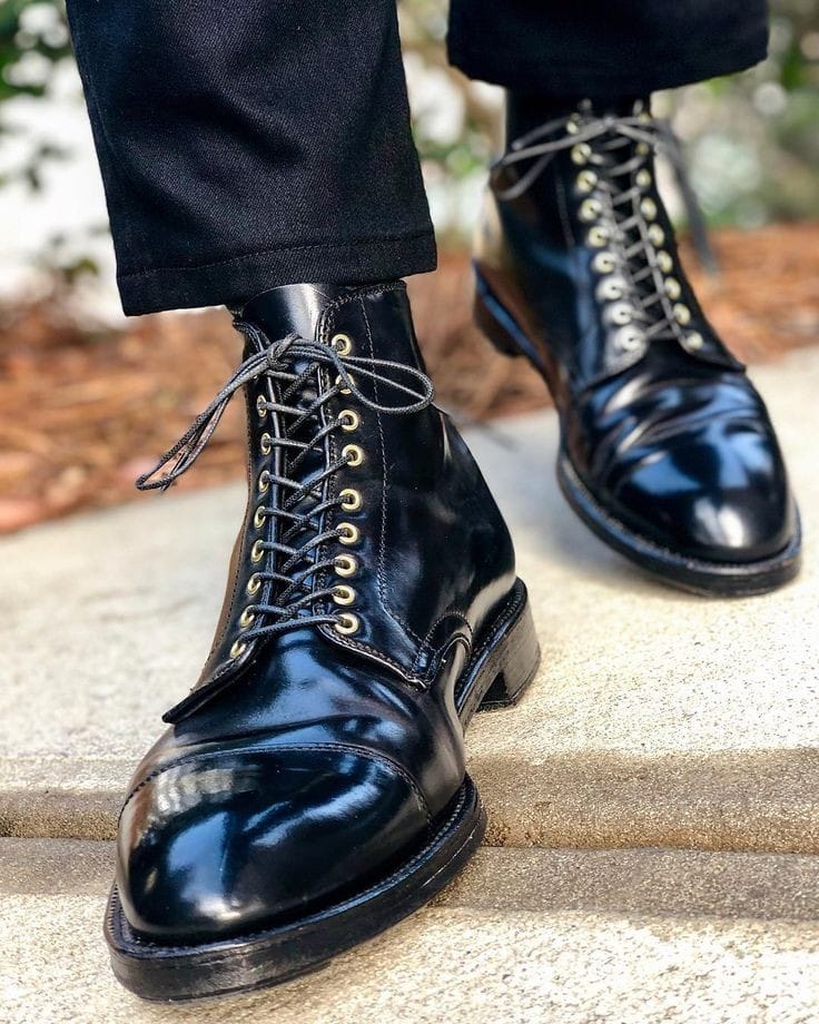 Handmade men black Cap Toe ankle new Oxford Boot