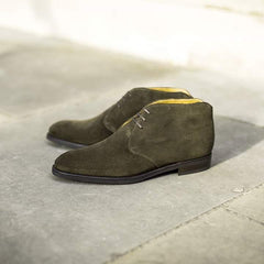 Best Handmade Men's Olive Green Suede Leather Boots Dress Formal Suede Boots