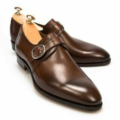 Handmade Men Oxfords Brown Leather Monk Formal Dress Casual Wear Boot New
