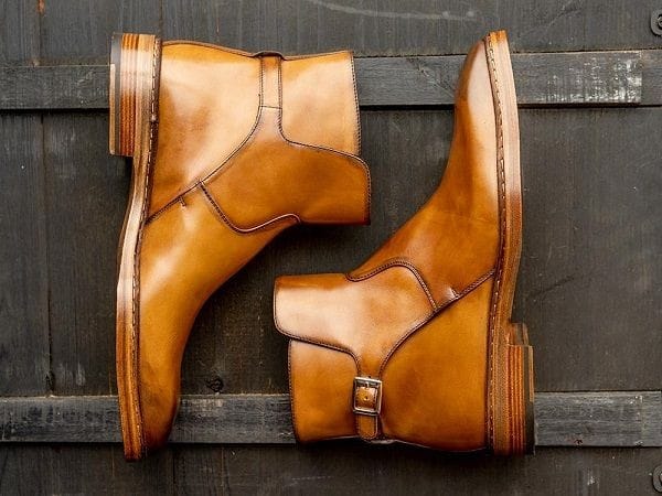 Handmade Tan Ankle Jodhpurs Leather Boot,Party Wera Dress Shoes For Men's