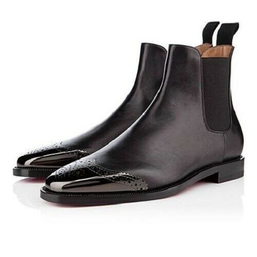 Handmade men black boots,patent toe boots for men, men leather boot, dress boot