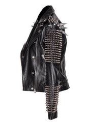 Men's Back Biker Studded Leather Jacket