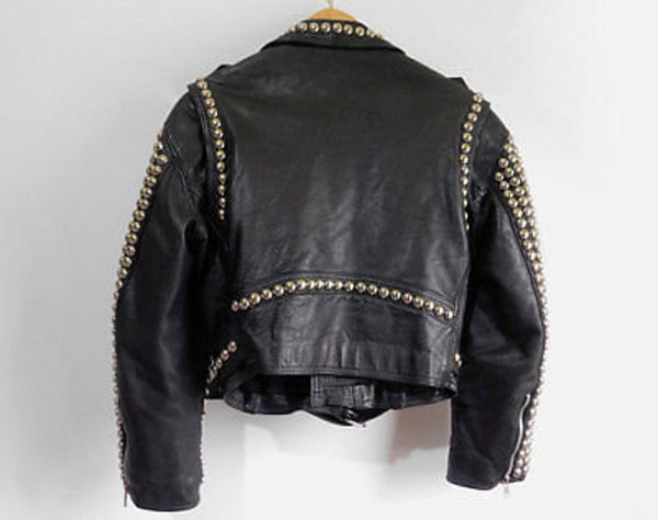 Men's Black Punk Silver Studded Leather Jacket