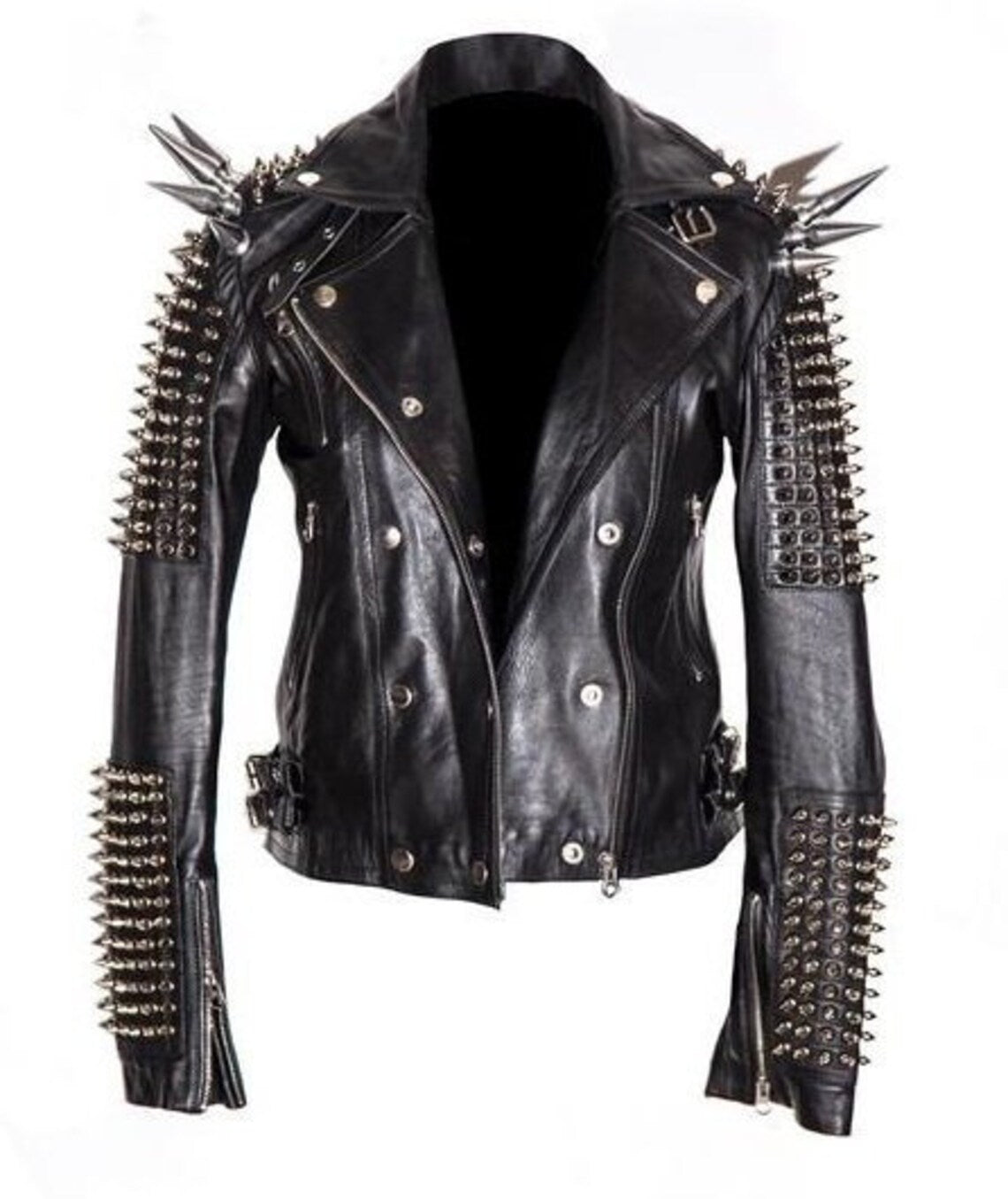 Men's Back Biker Studded Leather Jacket