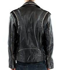 Handmade Men's Black Studded Leather Jacket
