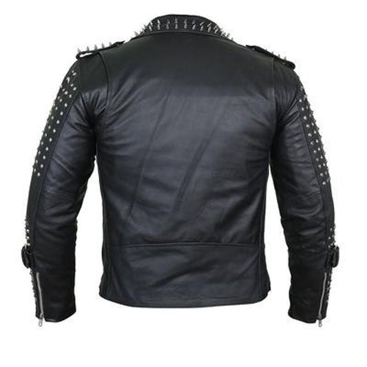 Handmade Men's Black Steam Punk Leather Jacket