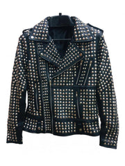 Handmade Women Black Fashion Studded Punk Style Leather Jacket