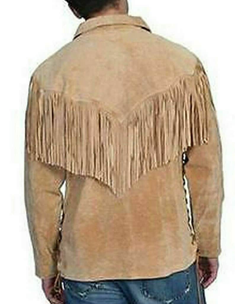 New Handmade Western Suede Leather Mountain Men Buckskin Shirt With Fringes