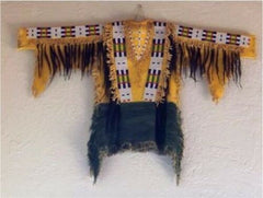 Old Antique Style Buffalo Hide Fringes Sioux Beaded Powwow War Shirt