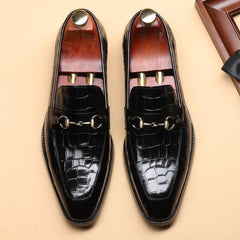 Handmade Men Black Alligator Texture Leather Moccasin Shoes, Slip on Shoes, gift for him
