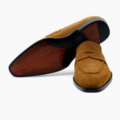 Handmade Men Suede Leather Penny Loafer Shoes, Moccasin Shoes, Slip on Shoes, Gift for him