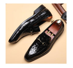Handmade Men Black Alligator Texture Leather Moccasin Shoes, Slip on Shoes, gift for him