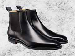 Handmade Men's Black Chelsea leather boots, Men elegant black leather boot