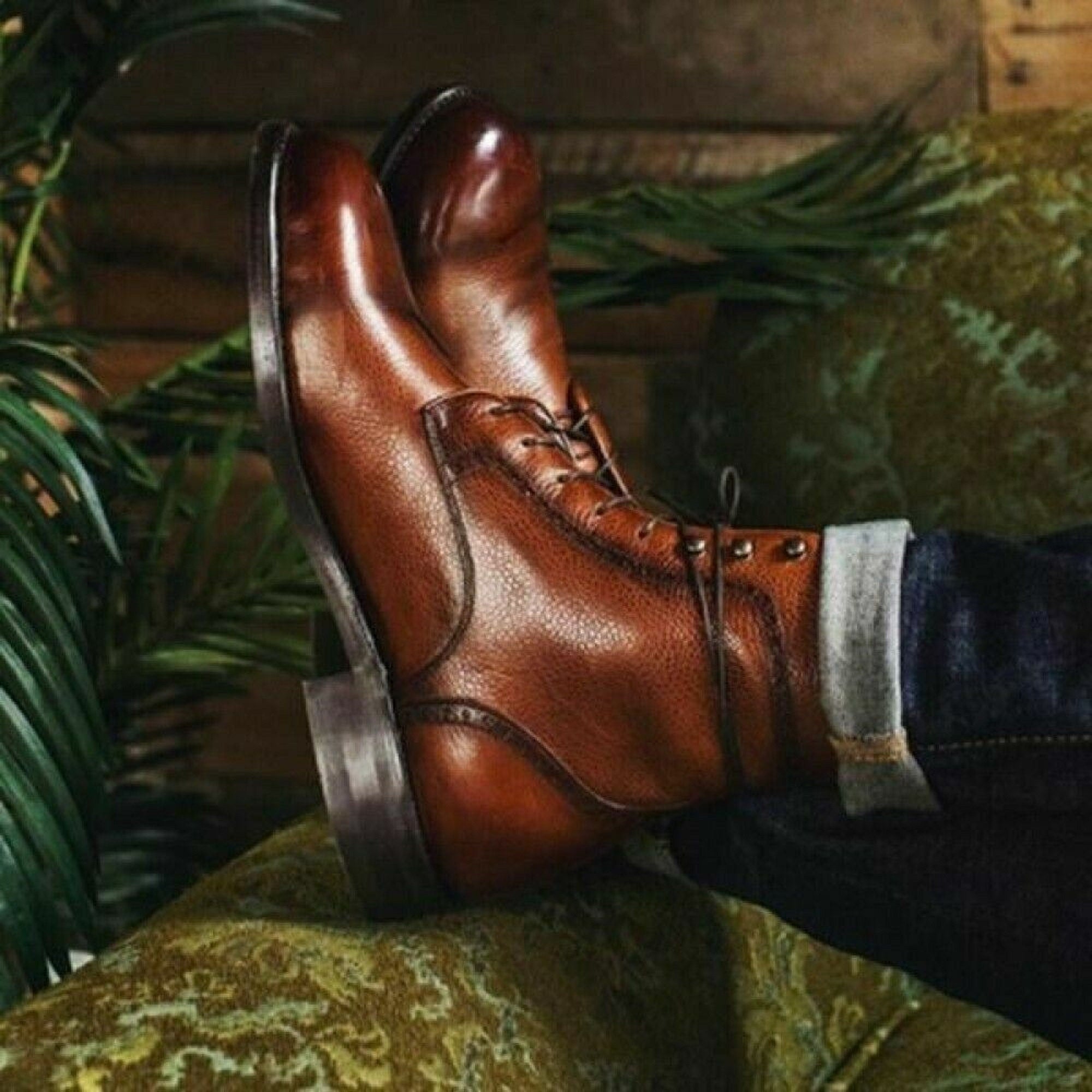 Handmade Brown Lace up ankle boots for Men's, Men brown leather Dress boots