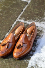 Hot Sale Men's Hand Stitch Brown Shoes, Genuine Leather Tassels Loafer Style Formal Shoes