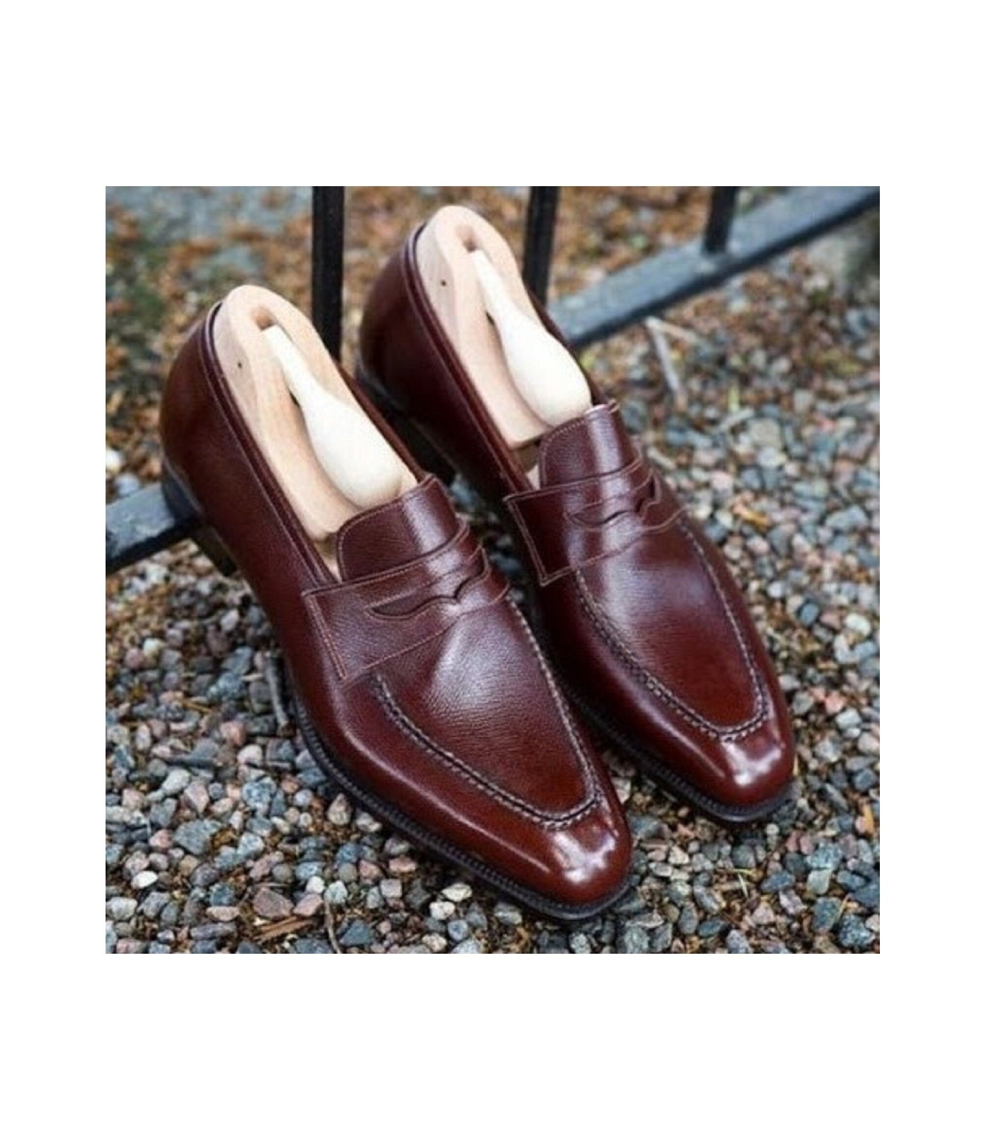 Handmade Burgundy patina Leather Loafers Men Dress Shoes Custom Made On Orders, Gift for him, Men Shoes