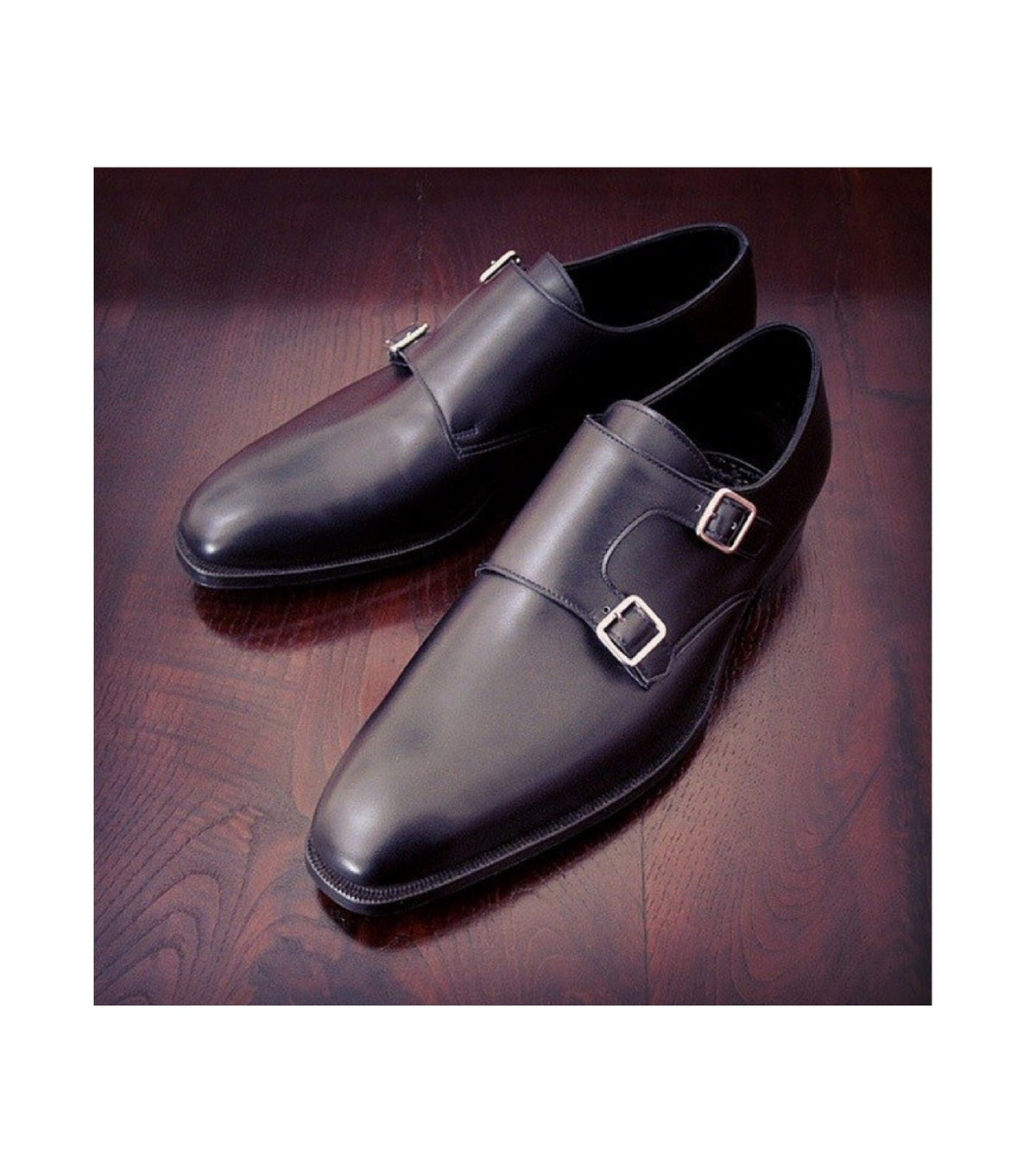 Excellent Finished Handmade Men's Designer Black Monk Buckle Shoes