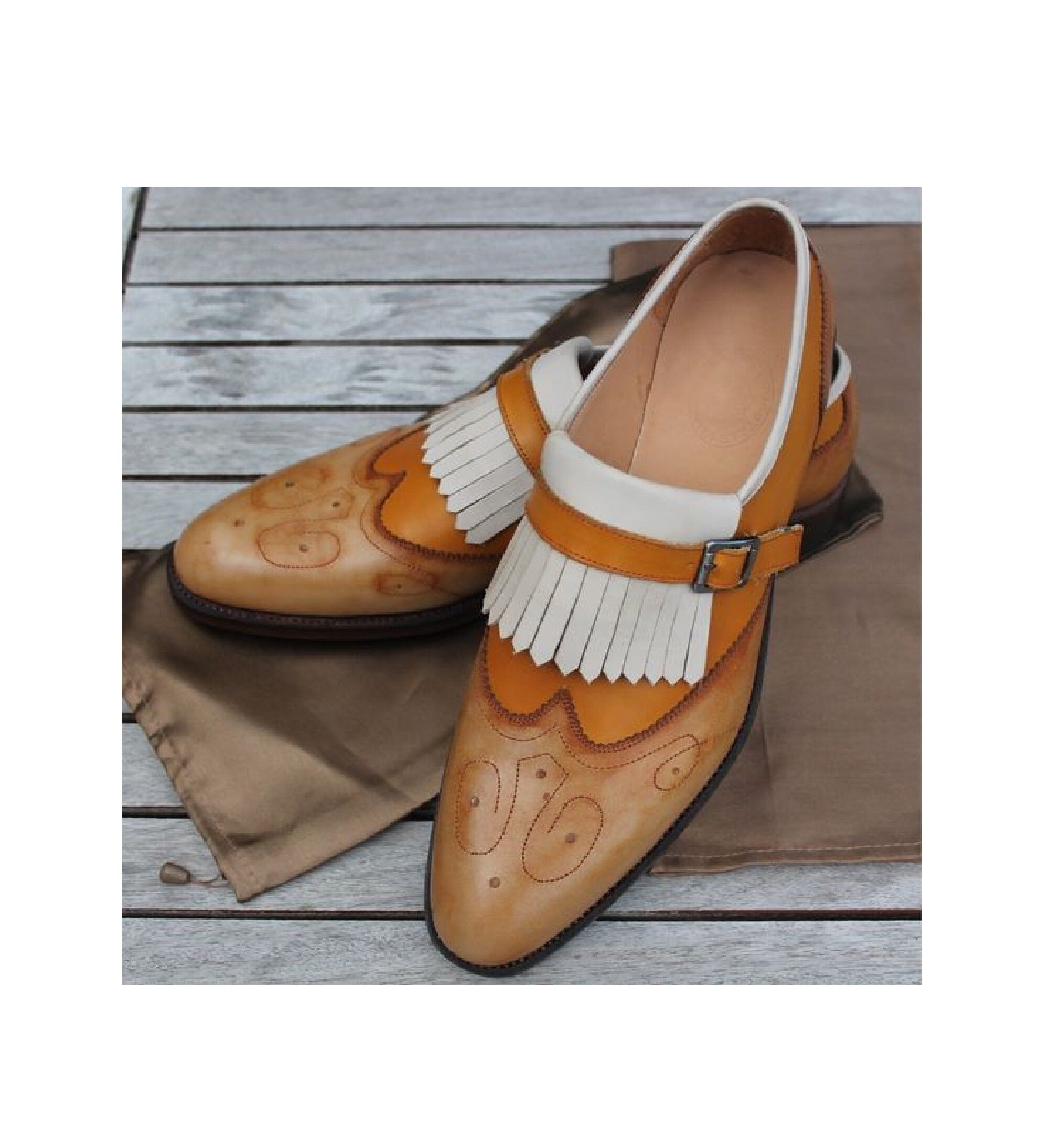 Unique Multi Leather Skin Hand Made Wingtip Monk Strap Dress British Style Shoes, Moccasin Shoes, Brogue Shoes