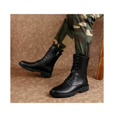Handmade men black military boots, men leather ankle high boots, climber boot, Black Handmade Napoleon Military Boots,