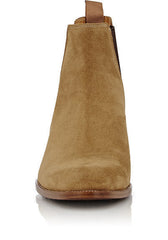 Handmade men leather boots, suede chelsea boot for men, men camel color boots
