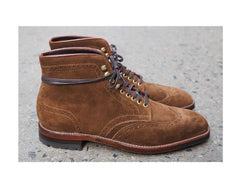 Men's Boots Brown Suede Leather High Ankle Brogue Toe Premium Quality Handmade